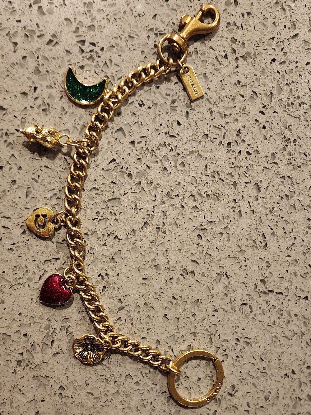 Purse Charm Chain with Red Heart Charm